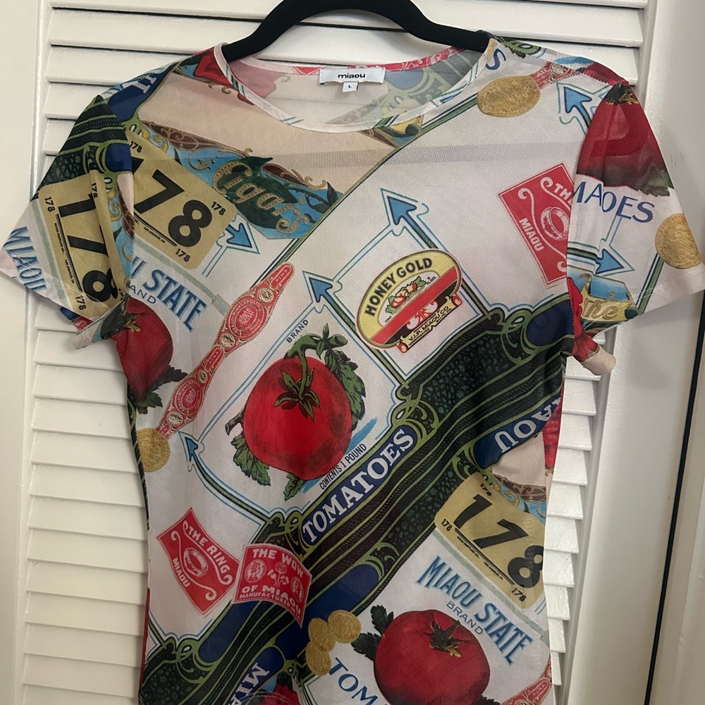 MIAOU Printed Mesh Tomato Graphic Tee -